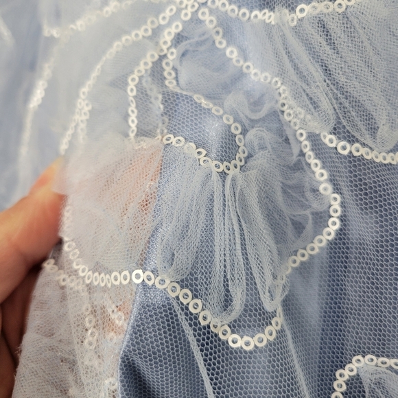 Say Yes Junior's Sequin-And-Lace Strappy Ball Gown in Sky Blue - Picture 9 of 14